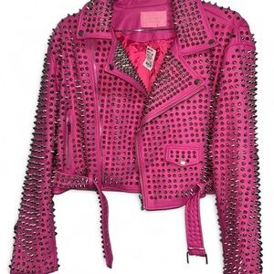 Azalea Wang Gazette 3000 Pink Studded Moto Jacket 1X